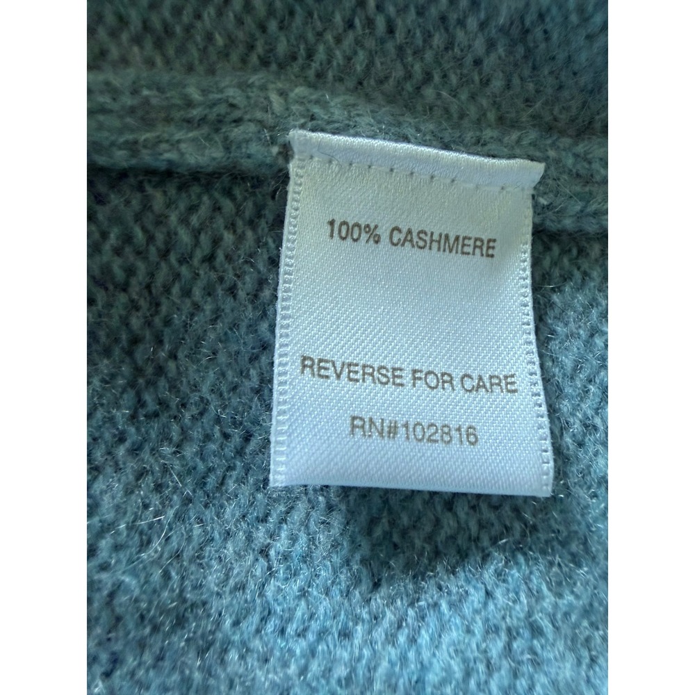 Garnet Hill 100% Cashmere V-Neck Sweater Dusty Blue Twisted Front Relaxed Large - Picture 7 of 8